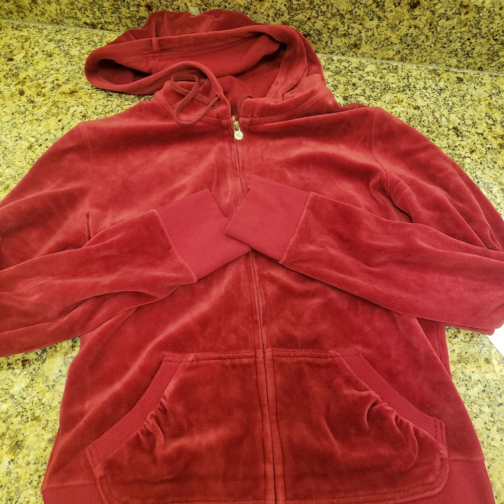Red Velour Tracksuit EUC